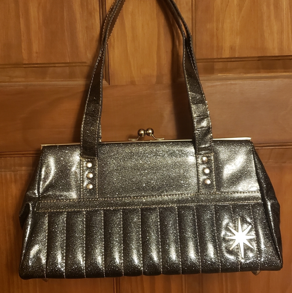 Lux De Ville Starlite Grey Glitter vintage/retro Purse